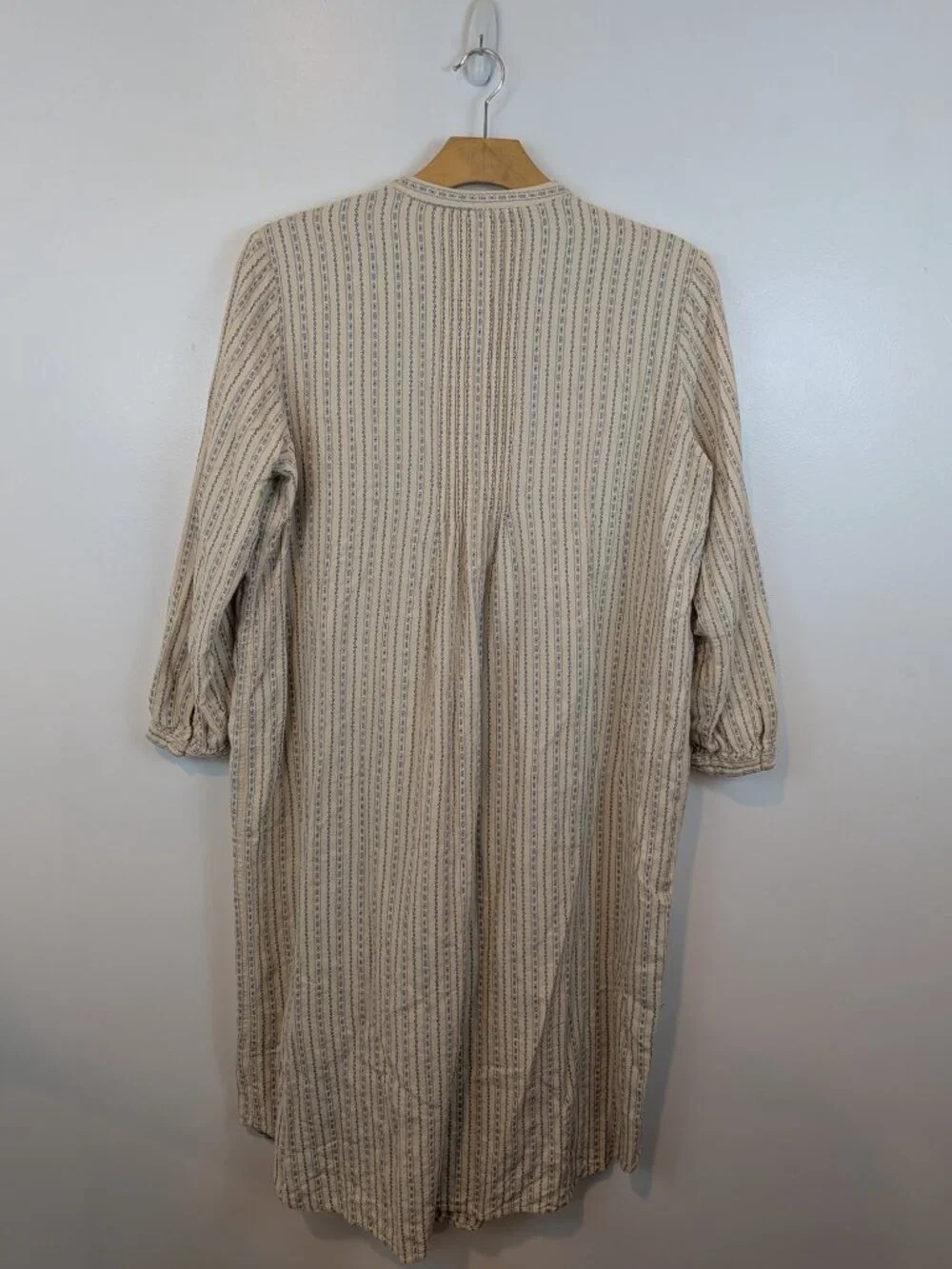 Vintage LL Bean Cream/Blue Nightgown, Sz XL